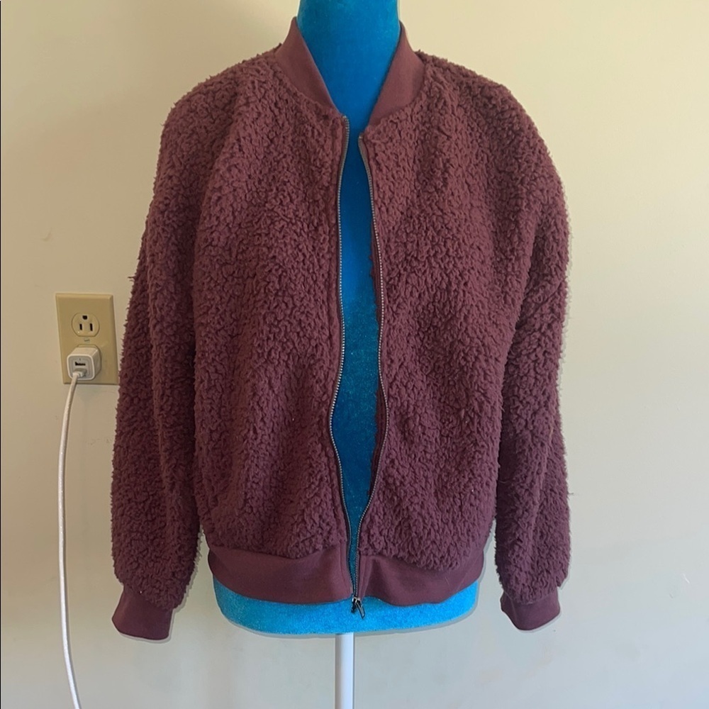 Hippie Rose Swep Plum Faux Sherpa Jacket